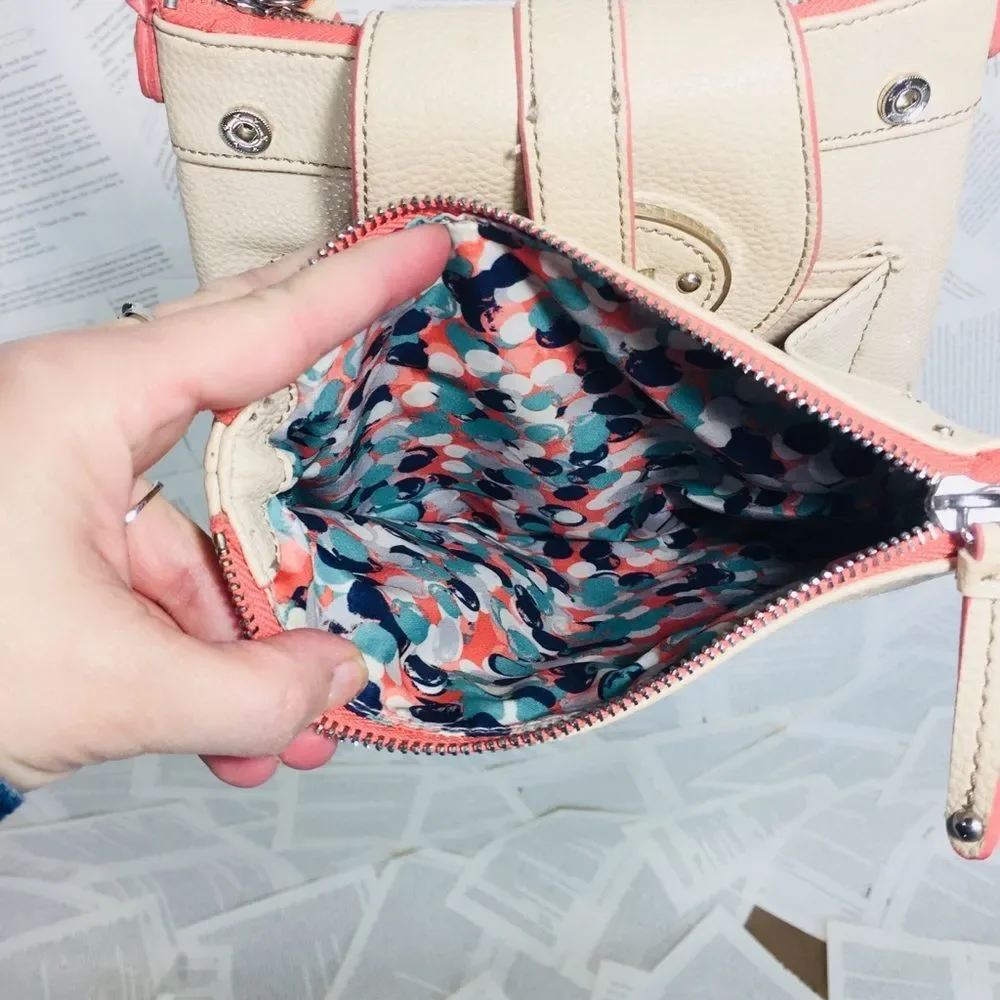 Nine West Trifold Crossbody Purse Nude Coral